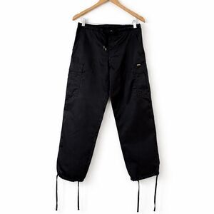 Diesel Y2K Black Cargo Pants Drawstring Utility Sz M Skater Grunge Made Italy